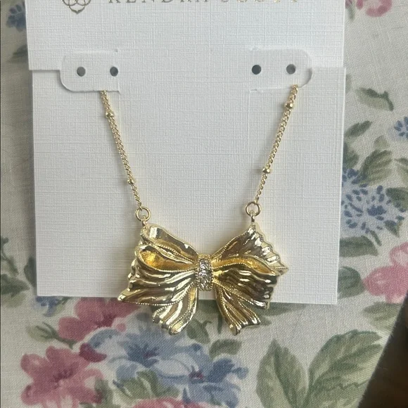 Kendra Scott Gold Bow Pendant Necklace - Picture 2 of 4